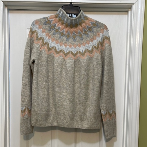 CeCe - soft pastels fair isle mock neckline with sleeve pattern - size M - Picture 1 of 4